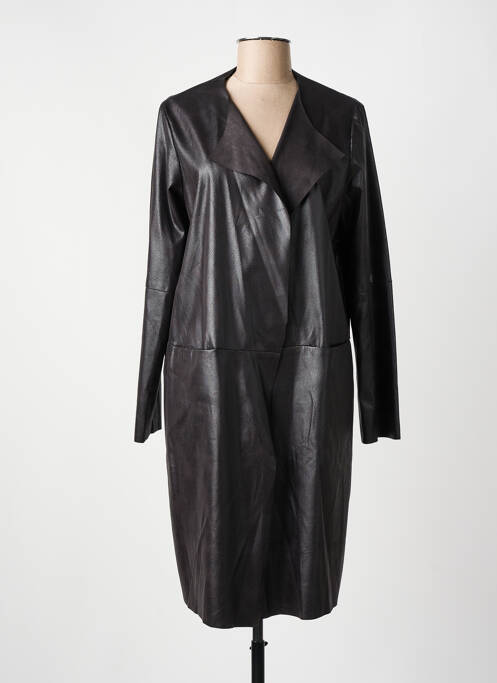 Manteau long coupe cintrée sans capuche noir PARISIENNE femme