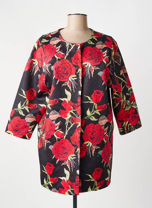 Manteau court noir JAUNE ROUGE pour femme