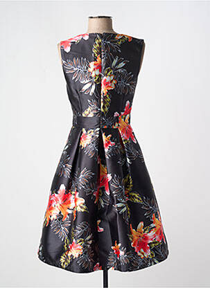 Robe mi-longue imprimé fleurs sans manche noir F & P femme