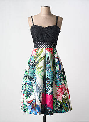 Robe mi-longue imprimé fleurs fines bretelles noir RINASCIMENTO femme