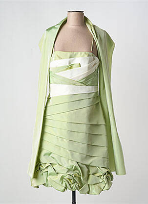 Robe courte fermeture zippée au dos fines bretelles vert CREATIF PARIS femme