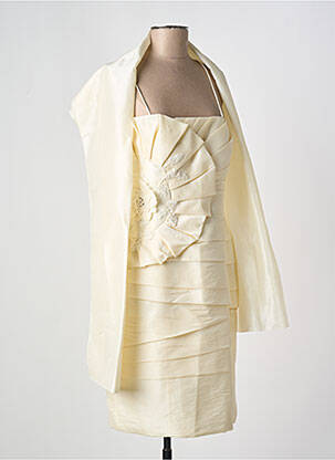 Robe courte fermeture zippée au dos fines bretelles beige CREATIF PARIS femme