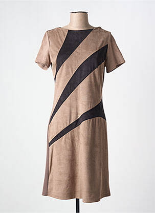 Robe mi-longue manches courtes manches courtes marron ROMEO POUR JULIETTE femme