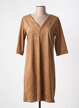 Robe courte manches 3/4 manches 3/4 marron PARISIENNE femme