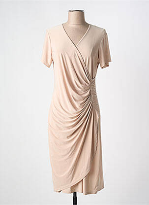 Robe mi-longue manches courtes manches courtes beige PARISIENNE femme