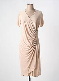 Robe mi-longue manches courtes manches courtes beige PARISIENNE femme