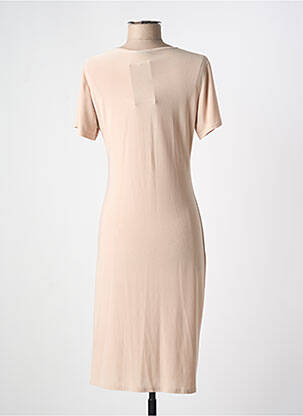 Robe mi-longue manches courtes manches courtes beige PARISIENNE femme