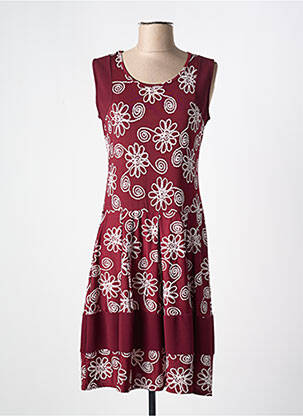 Robe mi-longue imprimé fleurs sans manche rouge ROMEO POUR JULIETTE femme