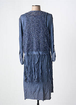 Robe mi-longue manches longues manches longues bleu COCOO MIN femme