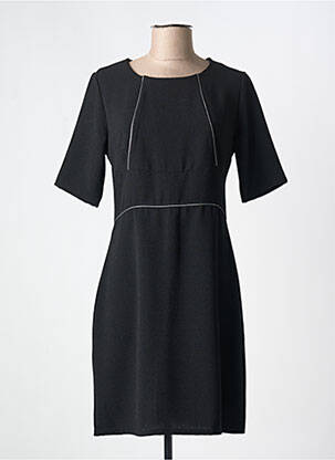 Robe courte fermeture zippée au dos manches courtes noir ROMEO POUR JULIETTE femme
