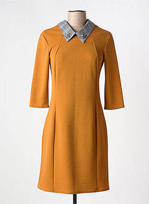 Robe courte manches 3/4 manches 3/4 jaune ROMEO POUR JULIETTE femme