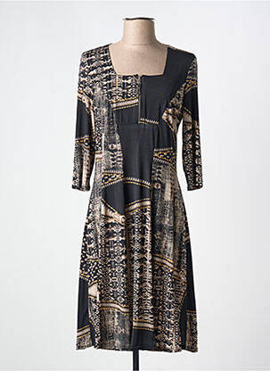 Robe mi-longue manches 3/4 manches 3/4 noir ROMEO POUR JULIETTE femme