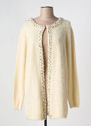 Gilet manches longues col rond beige CHERRY COUTURE femme