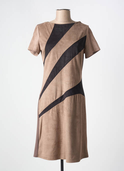 Robe mi-longue manches courtes manches courtes marron ROMEO POUR JULIETTE femme