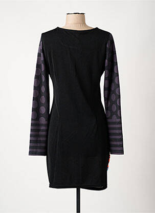 Robe mi-longue imprimé fleurs manches longues noir 101 IDEES femme