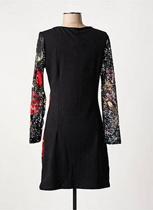 Robe mi-longue imprimé fleurs manches longues noir 101 IDEES femme