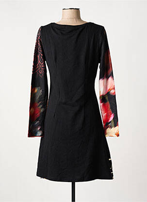Robe mi-longue imprimé fantaisie manches longues noir 101 IDEES femme