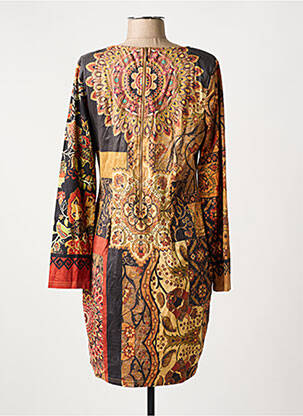 Robe courte fermeture zippée au dos manches longues orange 101 IDEES femme