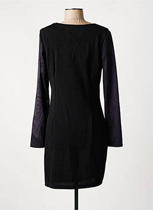 Robe mi-longue imprimé fantaisie manches longues noir 101 IDEES femme