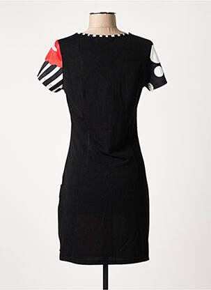 Robe mi-longue imprimé fantaisie manches courtes noir 101 IDEES femme