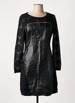 Robe mi-longue manches longues manches longues noir 101 IDEES femme