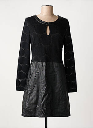 Robe courte fermeture zippée au dos manches longues noir 101 IDEES femme