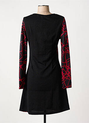 Robe mi-longue imprimé fantaisie manches longues noir 101 IDEES femme