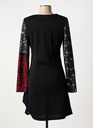 Robe mi-longue imprimé fantaisie manches longues noir 101 IDEES femme