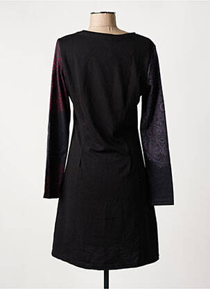 Robe mi-longue imprimé fantaisie manches longues noir 101 IDEES femme