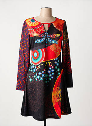 Robe mi-longue orange 101 IDEES pour femme