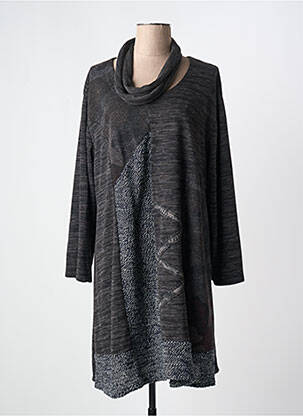 Robe mi-longue manches longues manches longues gris MADE IN ITALY femme