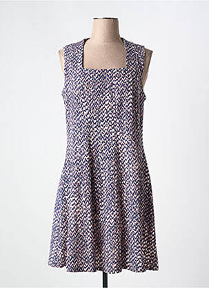 Robe mi-longue imprimé fantaisie sans manche bleu ROMEO POUR JULIETTE femme