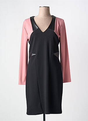 Robe mi-longue tissage crêpe manches longues rose NANA BELLE femme