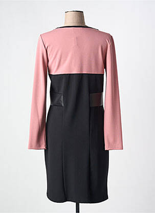 Robe mi-longue tissage crêpe manches longues rose NANA BELLE femme