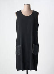 Robe mi-longue tissage crêpe sans manche noir DRESS ADDICT femme