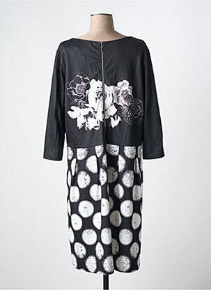 Robe mi-longue imprimé fleurs manches 3/4 noir 101 IDEES femme