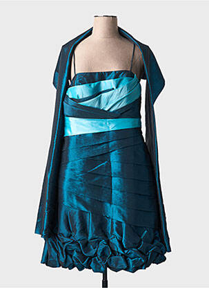Robe mi-longue doublure fines bretelles bleu CREATIF PARIS femme