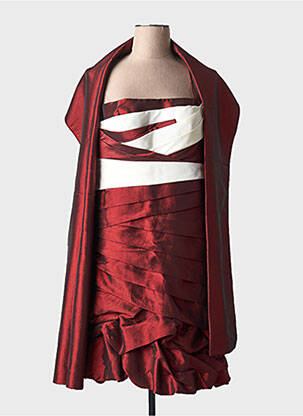 Robe mi-longue doublure fines bretelles rouge CREATIF PARIS femme