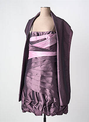 Robe mi-longue doublure fines bretelles violet CREATIF PARIS femme