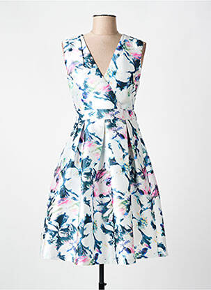 Robe mi-longue imprimé fantaisie sans manche blanc F & P femme