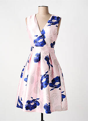 Robe mi-longue imprimé fleurs sans manche rose F & P femme