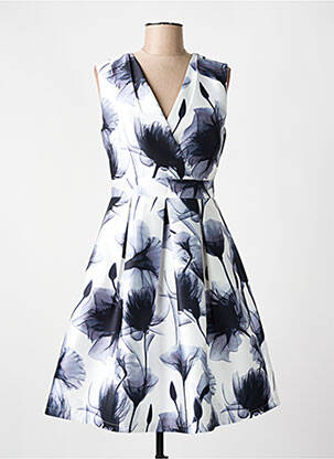 Robe mi-longue imprimé fantaisie sans manche blanc F & P femme