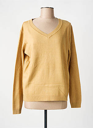 Pull col v manches longues marron SMITON femme