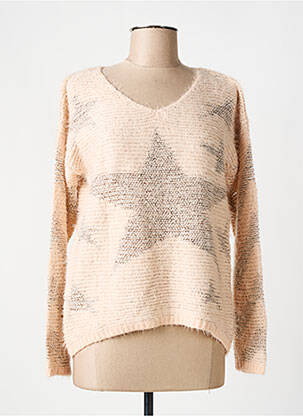 Pull coupe cintrée manches longues rose KY CREATION femme