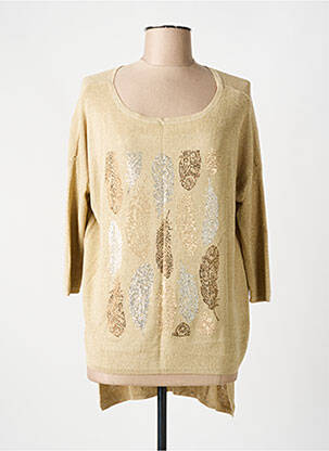 Pull coupe droite manches 3/4 or CHERRY COUTURE femme
