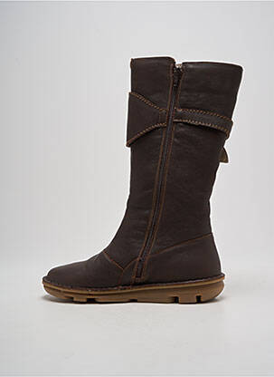 Bottes tissage satiné talon plat jusqu'à 3cm marron ON FOOT femme
