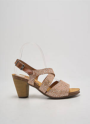 Sandales/nu pieds tissage satiné talon de 7 à 9cm marron KADANCIA femme