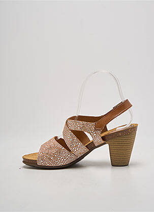 Sandales/nu pieds tissage satiné talon de 7 à 9cm marron KADANCIA femme