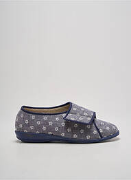 Chaussons/pantoufles fermeture scratch talon plat jusqu'à 3cm bleu WAPITI femme