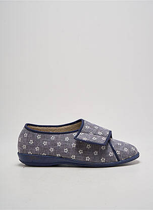 Chaussons/pantoufles fermeture scratch talon plat jusqu'à 3cm bleu WAPITI femme
